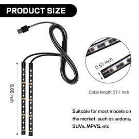 Ongfuwu Car LED Strip Light, 12V 24 LED Interior Atmosphere Lights Under Dash Ambient Night Light, Universal Auto Interior Decorative Lamp with USB Port, Truck SUV Car Accessories (Red, USB)