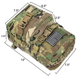 Tactical Mini Molle Hydration Pack,Molle Hydration Carrier with US Flag Nylon Water Resistant,Hydropack 2L Water Bladder for Tactical Vest Backpack(CP)