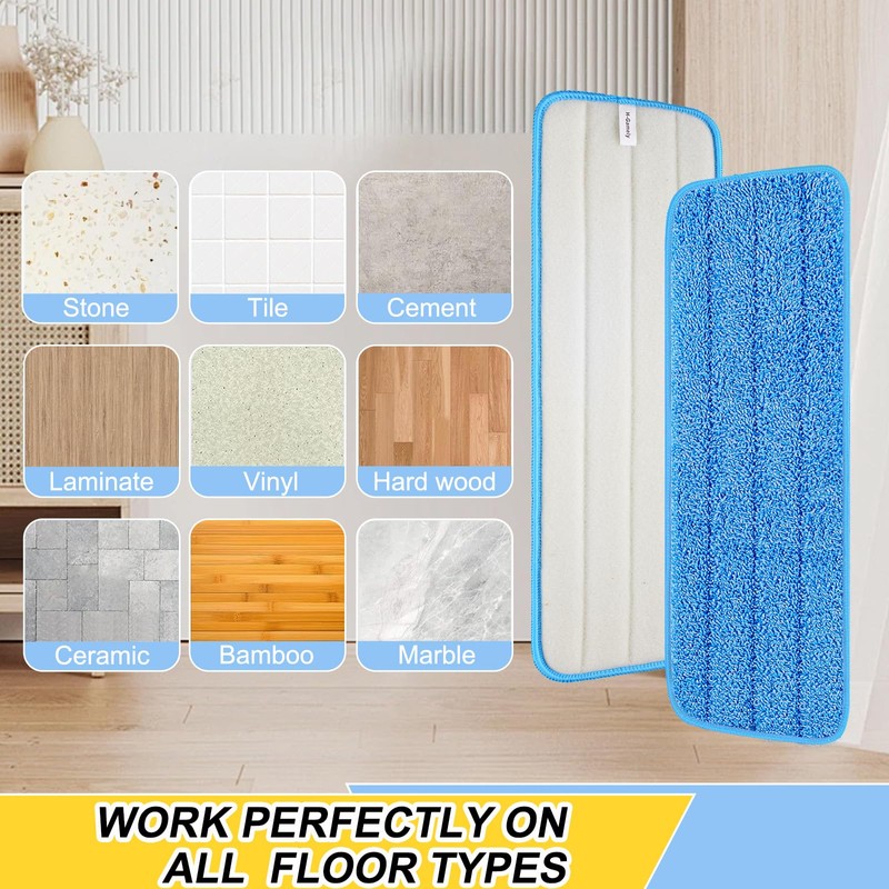16.5 inch Reusable Mop Pads Microfiber Spray Mop Replacement Heads