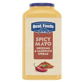 Best Foods Spicy Mayonnaise, 1 Gallon Jar, Condiment for Sandwiches, Salads, Mayo Made with 100% Cage Free Eggs, Gluten Free, Vegetarian, Kosher, 1 Gallon, 128 oz (Pack of 1)