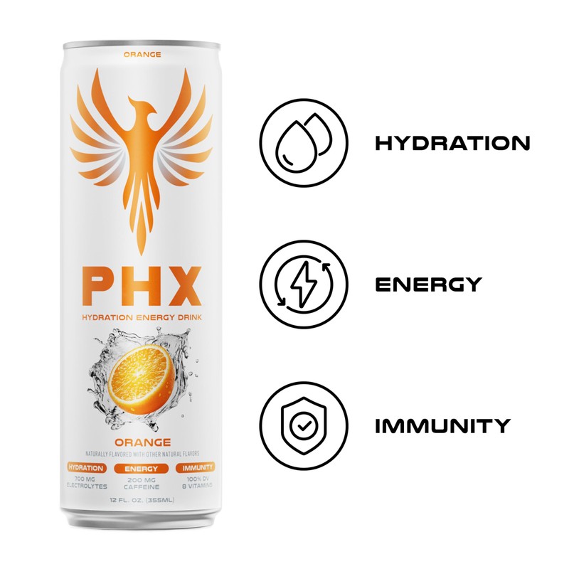 PHX Hydration Energy Drink - 700mg Electrolytes, 200mg Natural Green