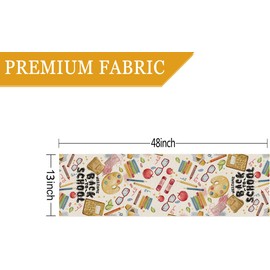 GAGEC Welcome Back to School Table Runner Books Pencil Glasses Students First Day of School Classroom Kitchen Dining Table Room Decorations (13'' x 48'')