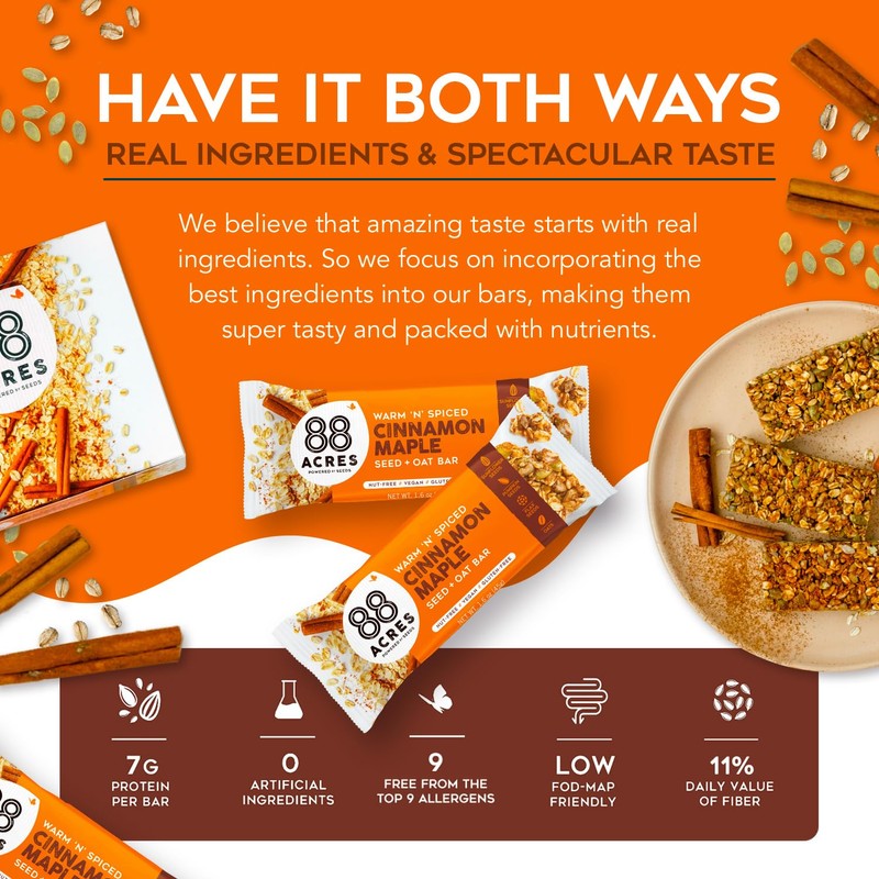 88 Acres 88 ACRES Cinnamon Maple Seed +Oat Granola Bar