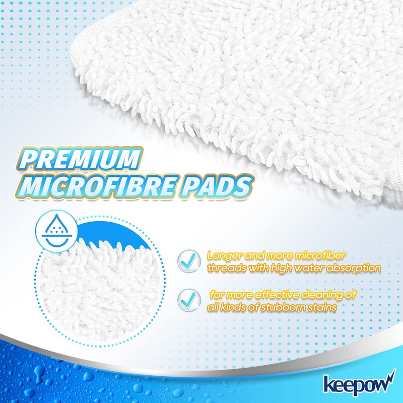 KEEPOW Steam Mop Replacement Pads for Viledas Steam Mop Plus