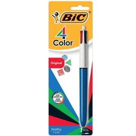BIC 4-Ink Color Retractable Pen - Blue Ink, Black Ink, Red Ink, Green Ink - 1 Pack
