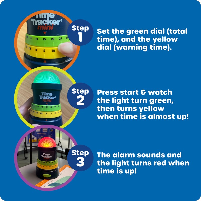 Learning Resources Time Tracker Mini Visual Timer, Classroom Timer, Hand