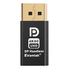 4K60HZ DisplayPort Headless Ghost Display Emulator for PC DP Dummy Plug -fit Headless 1080@120Hz-4096x2160@60hz FHD-1Pack