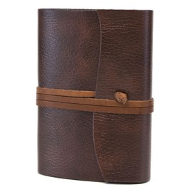 Tivoli Small Large Recycled Leather Bound Journal, Notebook, Notepad, Including Gift Box (9x13 cm) Brown