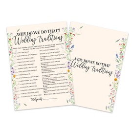 Wildflowers Bridal Shower Game Cards with Answer Card, Wedding Traditions Game Cards for Wedding Shower Engagement Party Bachelorette Party Reception, Bridal Shower Decorations, Set of 25-11