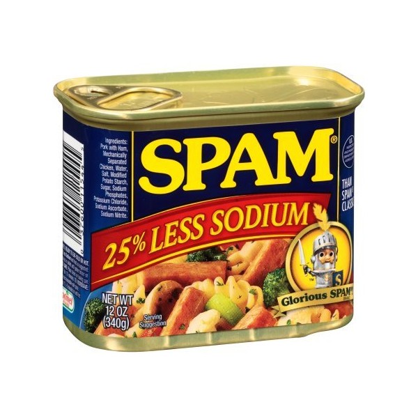 Spam Luncheon Meat Can, 25% Less Sodium, 12 Ounce (4 Count)