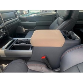 Auto Console Covers- Fits The Ford F-250 Super Duty 2023-2025 (5 Passenger with Front Bucket Seats) Premium Center Console Armrest Cover Waterproof Neoprene Fabric (Tan)