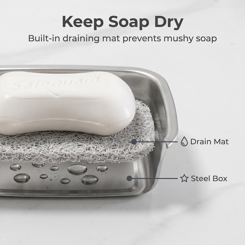 Vonpri Stainless Steel Travel Soap Case, Airtight Snap Lock Lid