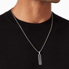 GAVU Gold-Plated Men's Necklace with Black Stainless Steel Tag Pendant, Stainless Steel, No Gemstone