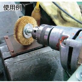 TRUSCO TB-6234 Wheel Brush with Shaft, Diameter 2.6 inches (65 mm) x Shaft 0.2 inches (6 mm), Brass, Wire Diameter 0.006 inches (0