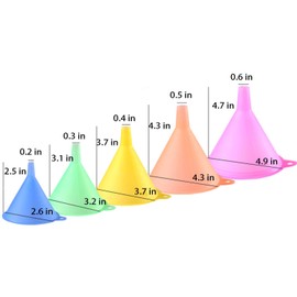 5 Pcs Candy Colors Plastic Funnel Set for Quick and Clean Transferring Kitchen Liquid Spices Powder Cosmetic Lotion Essential Oils Food Grade 5 Different Sizes