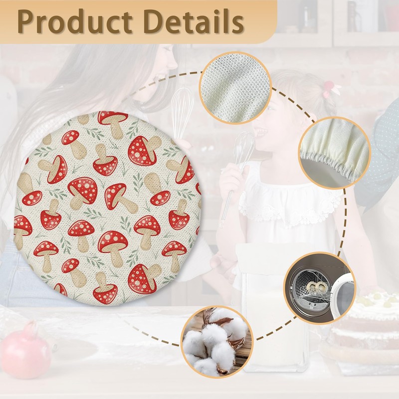 Cloth Covers for Sourdough Starter Jars, Cartoon Mushrooms Heat Preservation