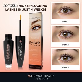 EssyNaturals Advanced EssyNaturals Suero para el crecimiento de pestañas y cejas Fórmula sin irritación, suministro para 3 meses (3 ml)