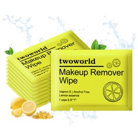 Makeup Remover Wipes Bulk Individually Wrapped,Travel Makeup Wipes Gentle for Face Cleansing Mascara Lipstick Travel Hotel（lemon,pack of 50)