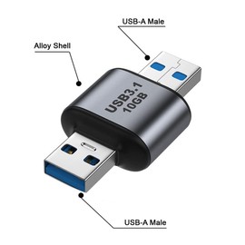 NFHK USB 3.0/3.1 Type A Male to USB 3.0/3.1 A Male Data Adapter 10Gbps Extension for Laptop Desktop