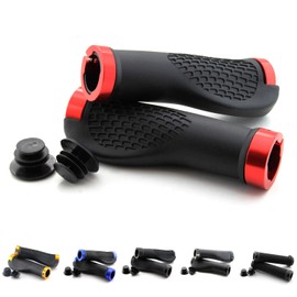 Universal Bicycle Grips, E-Bike Handlebar Grips Quad Grips ATV Bicycle Grip Rubbers 2 x 22 mm (Red)