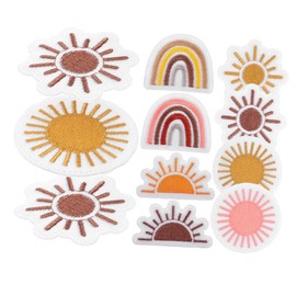 DOITOOL 16Pcs Sun Applique Sew Patches for Clothing Cute Embroidered Decorative Patches DIY Craft Repair Patches for Jeans and Accessories Durable Macaron Color Design