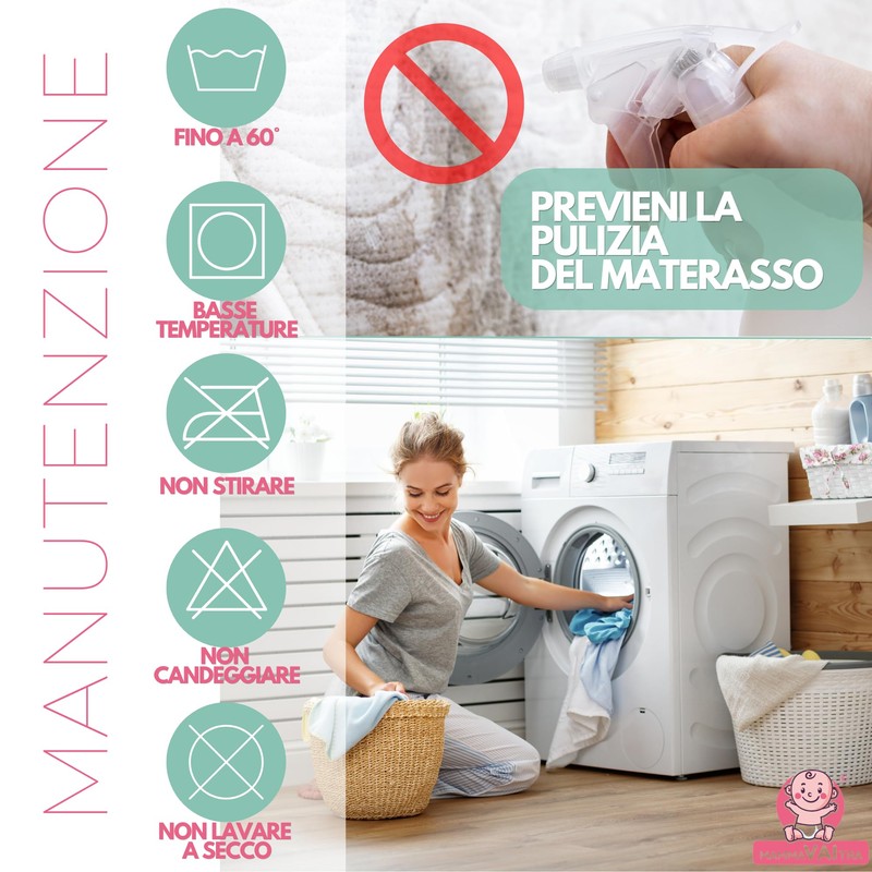 Traversa Impermeabile Lavabile Bambù 80x100 cm Lettino Culla Coprimaterasso