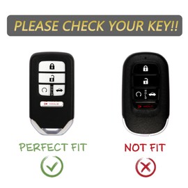 Key Fob Cover for Honda Civic :5 Buttons Key Fob Remote Case Fit for Honda Accord Hybrid Sedan Civic Sedan Coupe CRV Hybrid Insight Passport Pilot 2016-2024丨KR5V2X丨Soft TPU with Leather Keychain Black