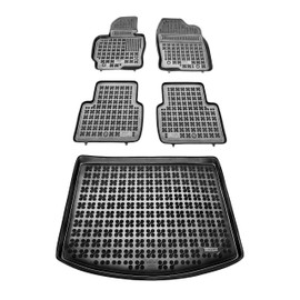 REZAW-PLAST Floor Liners Compatible with 2016-2021 Mazda CX-3 Floor Mats Odorless Molded All Weather Mats Waterproof SUV Accessories Black (12-16 Mazda CX-5 Floor Mats & Cargo Mat)