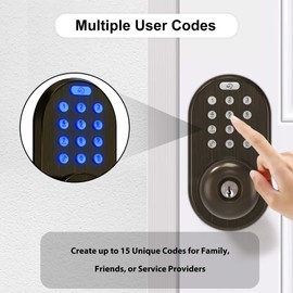 Keyless Entry Keypad Door Knob Lock, Upgraded Electronic Smart Digital Lock for Front Doors, Bedroom, Auto & One-Touch Locking, Easy Installation (Antique Brass)