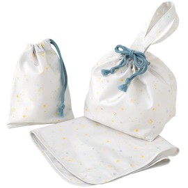 Panpan Tutu Lunch Set of 3 (Lunch Cloth, Mini Drawstring Bag, Lunch Drawstring Bag) (Star Gray)