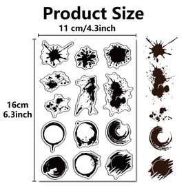 CRASPIRE Coffee Stain Clear Rubber Stamp Vintage Transparent Silicone Seals Stamp Ink Tea Spill and Splatter Retro for Journaling Card Making DIY Scrapbooking Handmade Photo Album Notebook Decor