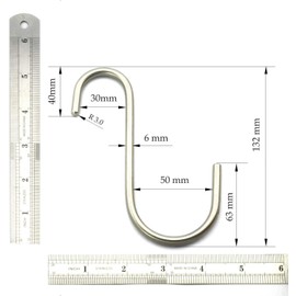 6 Pack 5.25 Inch Heavy Duty Solid Stainless Steel S Hook S Shape Durable Hanging Hooks for Heavy Items Tools, Auto Parts, Bicycle, Tires, Hoses.