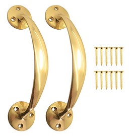 White Hinge 2X Polished Brass 7" Victorian Bow Pull Handles for Kitchen Cabinet Handles