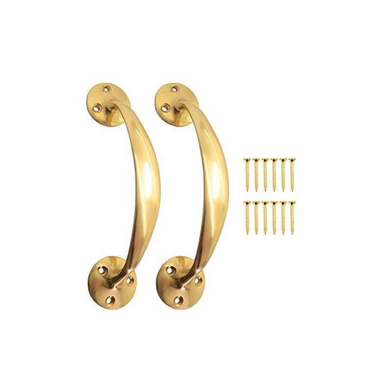 White Hinge 2X Polished Brass 7" Victorian Bow Pull Handles