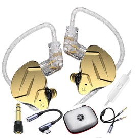 Audífonos Kz ZSN Pro X Dual Driver 1DD Deep Bass Stereo Sound, Todo En Uno Gamer Monitores (con Mic) (Dorado)