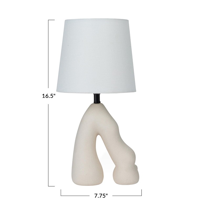 Bloomingville Ceramic Table Lamp with Volcano Finish, White