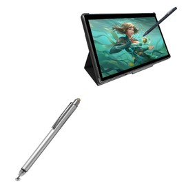 BoxWave Stylus Pen Compatible with Simbans PicassoTab XL (11.6 in) - DualTip Capacitive Stylus, Fiber Tip Disc Tip Capacitive Stylus Pen - Metallic Silver