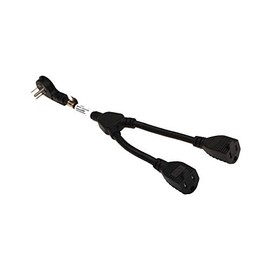 SF Cable, 1ft Ultra Low Profile Angle NEMA 5-15P to 2 NEMA 5-15R with 12" 14/3 AWG SJT 15A Heavy Duty