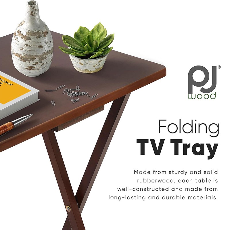 PJ Wood 2-Pack Folding TV Tray & Table, Multifunctional Foldable