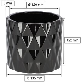 KOTARBAU® Ceramic Flower Pot Planter Glazed Black Cylindrical Shape