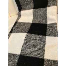 hobby lobby christmas stocking plaid white black and grey 17.5 in long