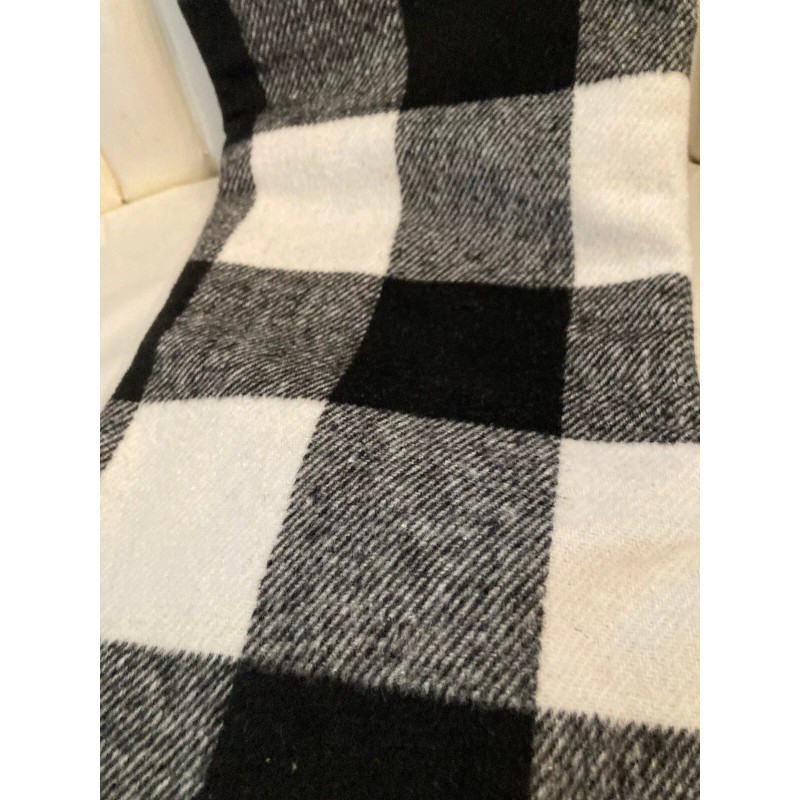 hobby lobby christmas stocking plaid white black and grey 17.5