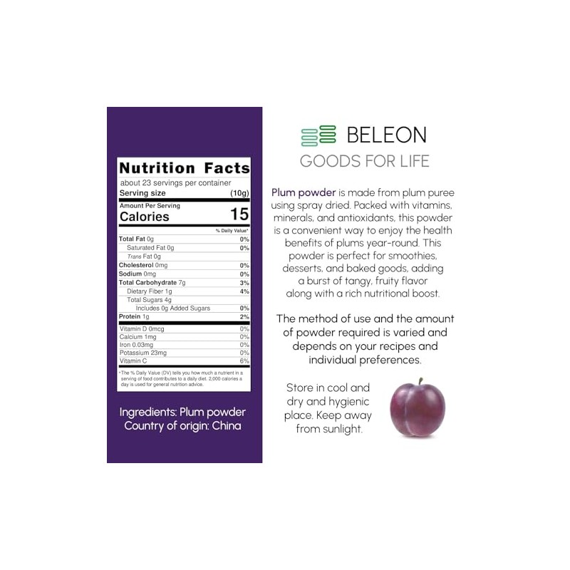 Plum Powder - Pure All Natural Powder for Baking, Flavoring,
