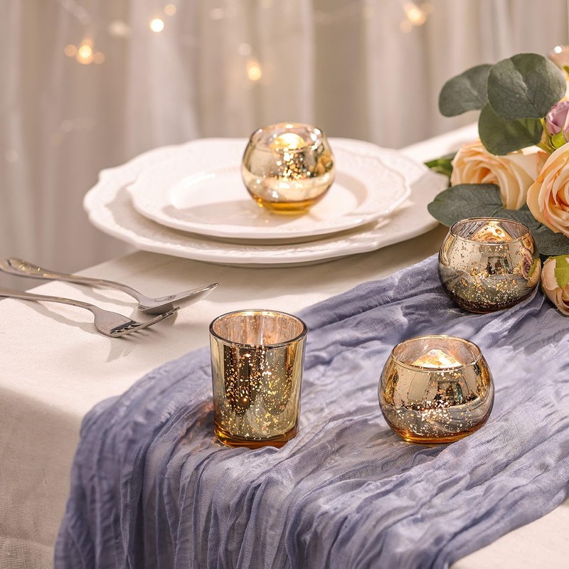 DEVI 48PCS Assorted Gold Votive Candle Holders Bluk, Gold Wedding