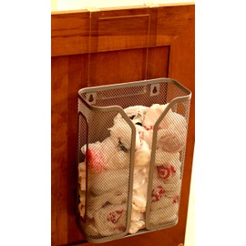 Deco Brothers Over The Cabinet Door Grocery Bag Holder, Silver