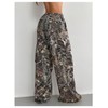 Verdusa Women's Camo Cargo Y2K Flare Pants Drawstring Waist Straight