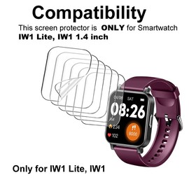 smaate Screen Protector Compatible with Eurans Tykoit Imzuc Oraimo IW1 Lite, FITNIV Escaru Stiive Letsfit IW1 1.4inch Smartwatch, Soft, 6-Pack, Bubble Self-healing, Full coverage, Anti-scratch