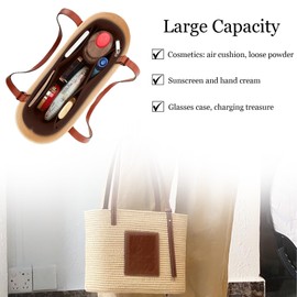 Lckaey Bag Organizer for loewe basket bag Purse Insert - Handbag Felt Insert Y097coffee