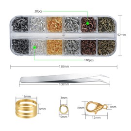 Pack of 120 Lobster Clasps, 840 Pieces Chain Clasps, 6 Colours Jewellery Chains Clasps Hooks and Open Jump Rings for Necklaces, Bracelets, DIY Jewellery Making