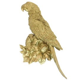 GUSFREUD Gold Wall Decor, Parrot Wall Sculptures, Unique Wall Hanging Decor, Bird Decor for Home, Faux Parrot Wall Art for Living Room, Bedrooms, Hallways, Animal Head Wall Decorations